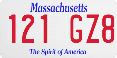 MA license plate 121GZ8