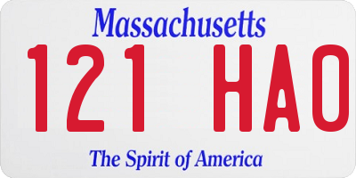 MA license plate 121HA0