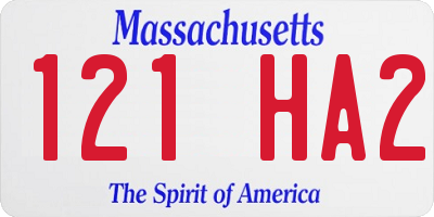 MA license plate 121HA2
