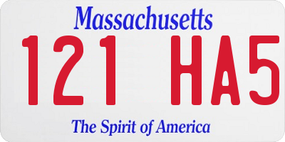 MA license plate 121HA5