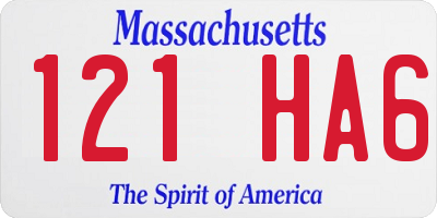 MA license plate 121HA6