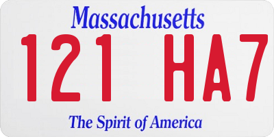 MA license plate 121HA7