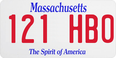 MA license plate 121HB0