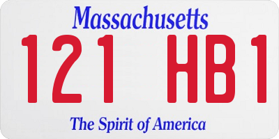 MA license plate 121HB1