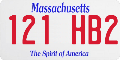 MA license plate 121HB2