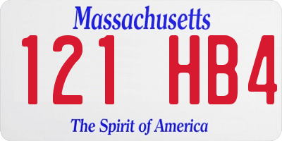 MA license plate 121HB4