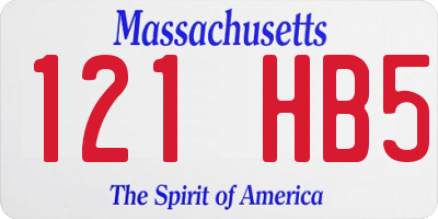 MA license plate 121HB5