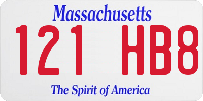 MA license plate 121HB8