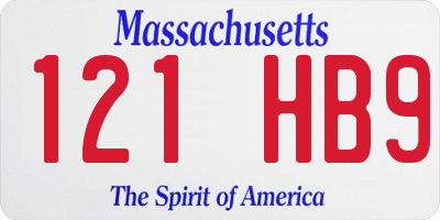 MA license plate 121HB9