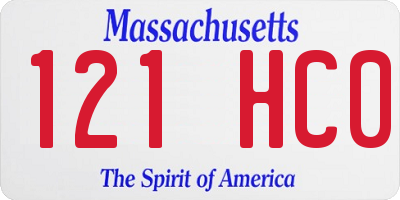 MA license plate 121HC0