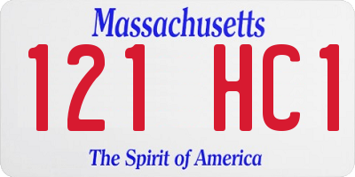 MA license plate 121HC1