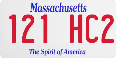 MA license plate 121HC2