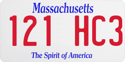 MA license plate 121HC3