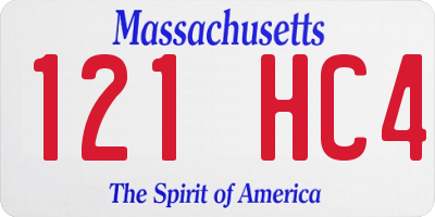 MA license plate 121HC4