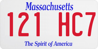 MA license plate 121HC7