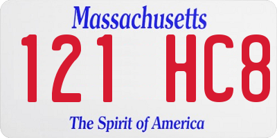 MA license plate 121HC8