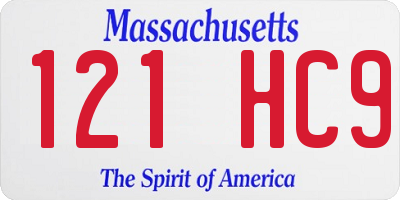 MA license plate 121HC9