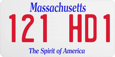 MA license plate 121HD1