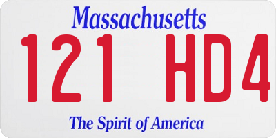 MA license plate 121HD4