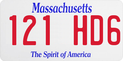 MA license plate 121HD6