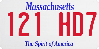 MA license plate 121HD7