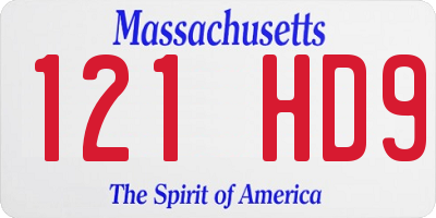 MA license plate 121HD9