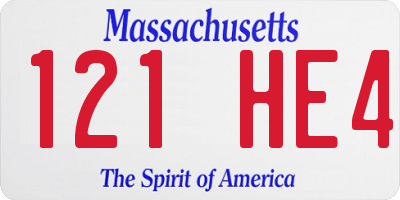 MA license plate 121HE4