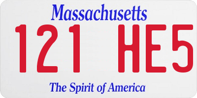 MA license plate 121HE5