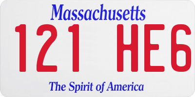 MA license plate 121HE6