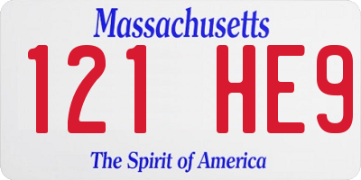 MA license plate 121HE9
