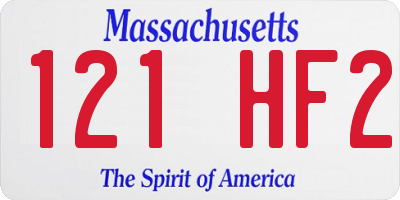 MA license plate 121HF2