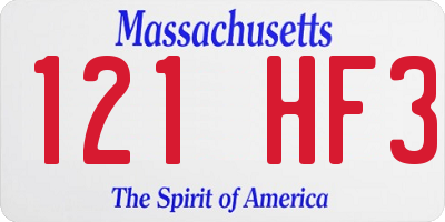 MA license plate 121HF3