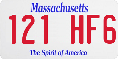 MA license plate 121HF6
