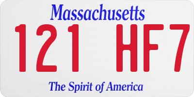 MA license plate 121HF7