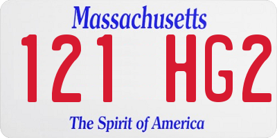 MA license plate 121HG2