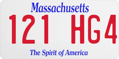 MA license plate 121HG4