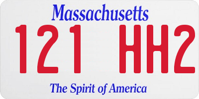 MA license plate 121HH2