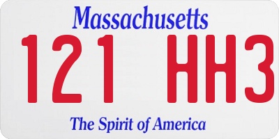MA license plate 121HH3