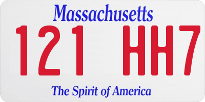 MA license plate 121HH7