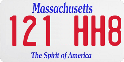 MA license plate 121HH8
