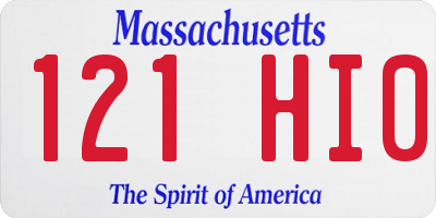MA license plate 121HI0