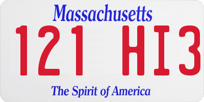 MA license plate 121HI3