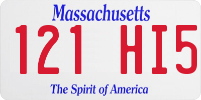MA license plate 121HI5