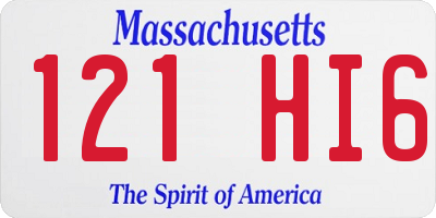 MA license plate 121HI6