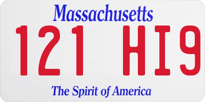MA license plate 121HI9