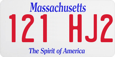 MA license plate 121HJ2