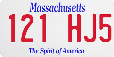 MA license plate 121HJ5