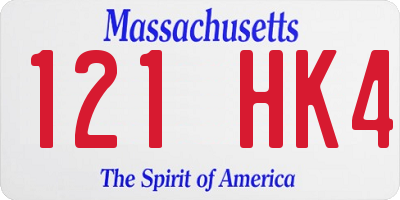 MA license plate 121HK4