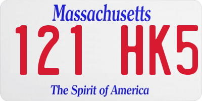 MA license plate 121HK5