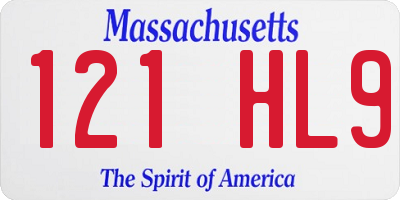 MA license plate 121HL9